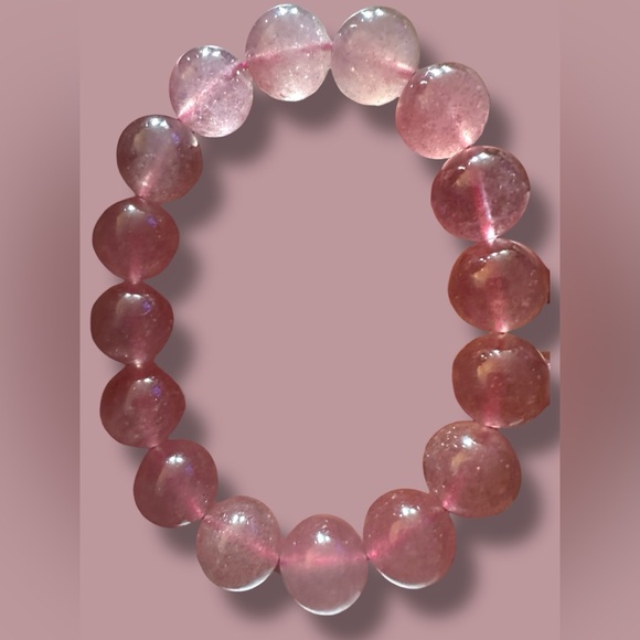 Strawberry Quartz 13.5mm Bead Bracelet - Picture 7 of 7